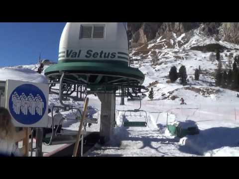 Risalita integrale seggiovia Doppelmayr "Val Setus" in HD - Selva di Val Gardena (BZ)