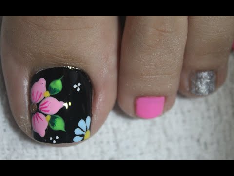 DISEÑO DE UÑAS FLORES FACIL DE HACER PARA PIES – FLOWERS NAIL ART – NLC
