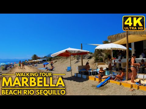 Marbella -Boardwalk Going through Beach Rio Sequillo-Spain,Malaga -  Walking Tour-May 2022[4K]