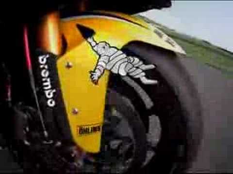 Michelin Man goes for a ride with Valentino Rossi