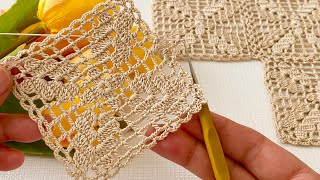 ⭐️Incredibly Beautiful Crochet Square Motif⭐️How to Make a Unique Pattern for Runners and Blouses