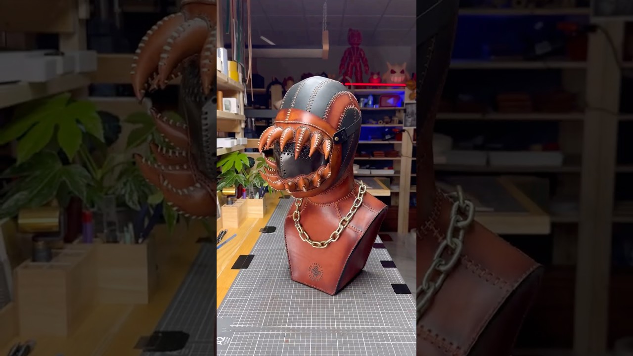 Handmade Leather Mask | ASMR Craft #asmr #leathercraft