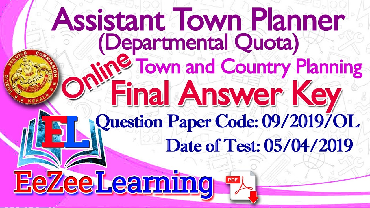 Assistant Town Planner (Departmental Quota) - Town and Country Planning | Final Answer Key (Online)
