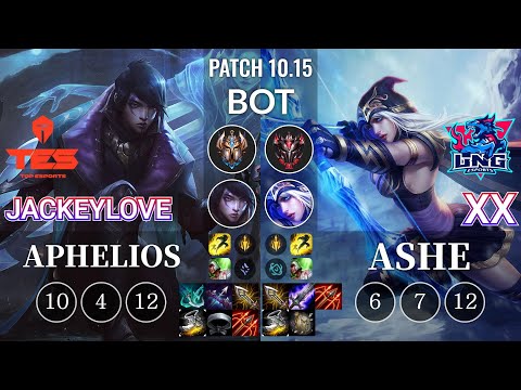 TES JackeyLove Aphelios vs LNG Xx Ashe Bot - KR Patch 10.15
