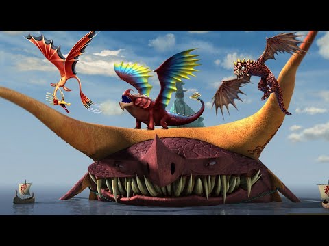 Shellfire and all it's Grim Dragons (Slipsmolder,Cinder,Grimtorn) - Dragons:Rise of Berk
