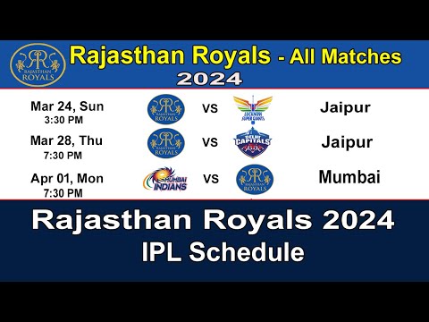 IPL 2024: Rajasthan Royals Full Schedule & Time Table | RR Match Schedule 2024