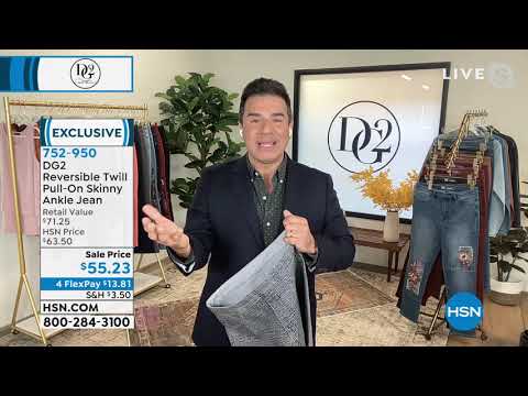 DG2 by Diane Gilman Reversible Twill PullOn Skinny Ankle...