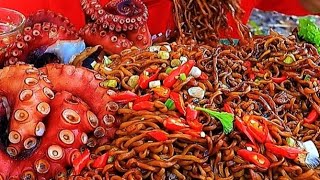 Extreme Mukbang Challenge | Eating 5KG Steamed Octopus + 3KG Spicy Fried Noodles 🔥 Real Eating Show