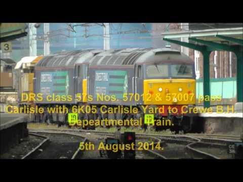DRS Class 57s Nos 57012 & 57007 at Carlisle - 6K05 - Carlisle Yard to Crewe BH - 5th Aug 2014