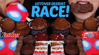 ASMR LEFTOVER DESSERT RACE! CHOCOLATE ICE CREAM BO