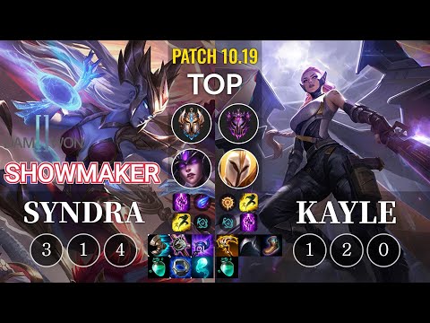 DWG ShowMaker Syndra vs Kayle Top - KR Patch 10.19