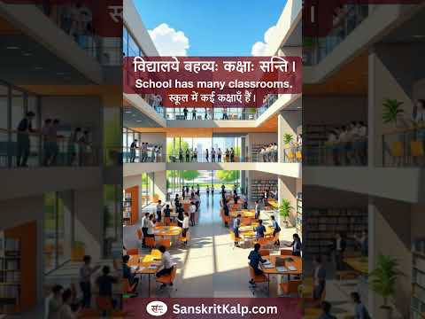 विद्यालये बहव्यः कक्षाः सन्ति।  | School has many classrooms.