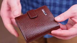 Стильний чоловічий гаманець із натуральної крупнозернистої шкіри KARYA 21373 коричневий