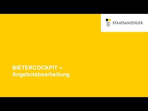 BIETERCOCKPIT - Angebotsbearbeitung