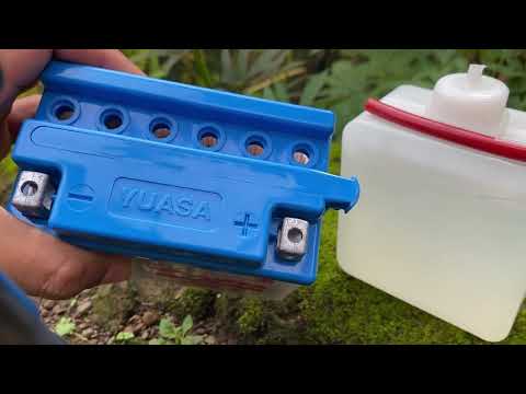 Review & cara pasang aki basah YUASA YB4L-B aki basah yang mulai langka,.