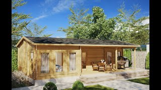 Large Log Cabin Summer House Hansa Holiday C 50m2 / 6 x 11m / 70mm