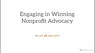 Peer Learning Network: Engaging in Winning Nonprofit Advocacy