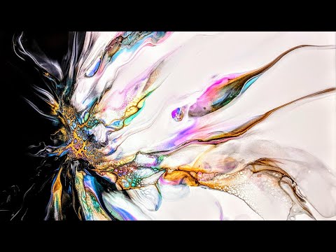 Fluid Art Abstract Dutch Bloom ~ Bird of Paradise ~ Acrylic Pour