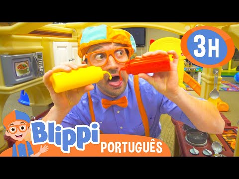3 HORAS DE BLIPPI! | Blippi Visita um Parque Coberto (Kinderland) | Vídeos Educativos para Crianças