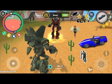 Rope Hero: Vice Town (Transformer Airplane Fight Car Robot)Sea Beach Boom Baam - Android Gameplay HD