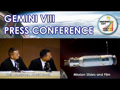 GEMINI VIII - Press Conference (1966/3/26) - Neil Armstrong, David Scott - Agena docking footage
