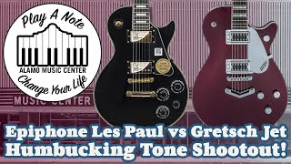 Video thumbnail for Epiphone Les Paul vs Gretsch Electromatic Jet BT - Solid Body Electric Guitar Humbucking Shootout! by Alamo Music Center