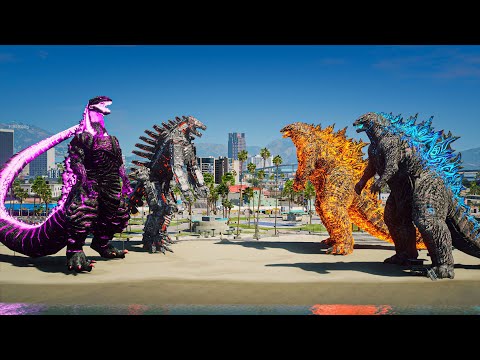 Shin Godzilla, Mechagodzilla vs Nuclear Godzilla, Atomic Godzilla Battle ( GTA V Mods )