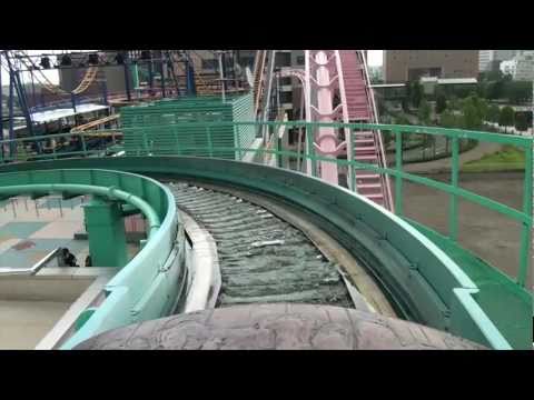 The Crazy Japanese Airtime Log Flume Roller Coaster POV Cosmoworld Yokohama Japan