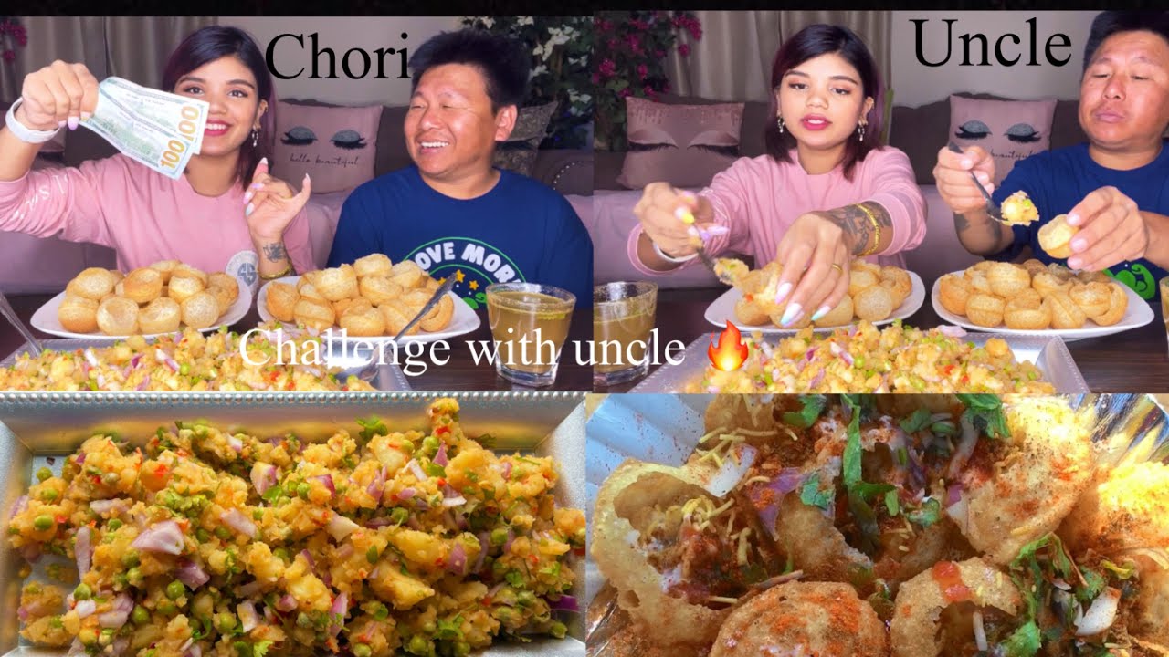 Panipuri Challenge With My Uncle/50 Panipuri Spicy 🥵🔥Panipuri #panipurilovers#sushilamukbang