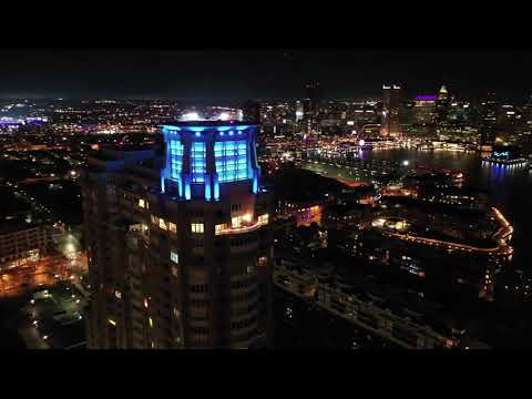 Baltimore Maryland at Night 4k, Drone Footage, Ultra HD 4K Video