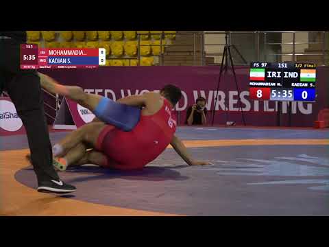 1/2 FS - 97 kg: M. MOHAMMADIAN (IRI) v. S. KADIAN (IND)