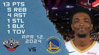 Herbert Jones player Full Highlights vs WARRIORS NBA Regular season game 12-04-2024
