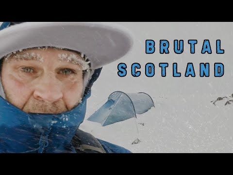 HARSH DEEP SNOW WINTER SUMMIT CAMP - Cul Mor Scotland UK - Wild Camping Backpacking 