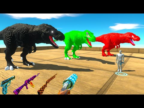 FPS AVATAR and COLOR T-REX RESCUE MISSION DEATH RUN - Animal Revolt Battle Simulator