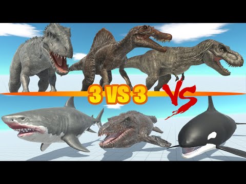3 vs 3 - DINO TEAM vs MONSTE SEA TEAM - Animal Revolt Battle Simulator