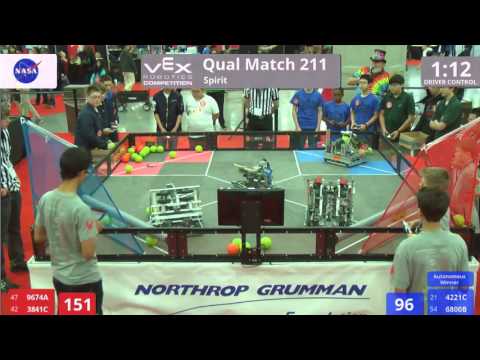 VEX Worlds 2016 - VRC Middle School - Spirit - Qual 211 (9674A 3841C) 10 vs 189 (4221C 6800B)