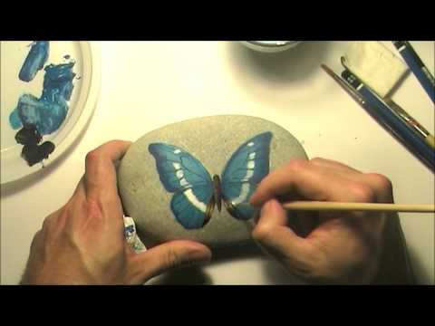 How to paint a butterfly on a sea rock | Time-lapse painting video tutorial