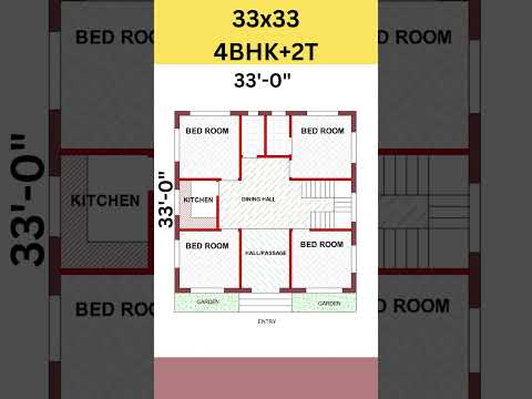 33x33 4 bed room ka makan, 33*33 house plan, 33 by 33 home design #shorts #homeplan #housedesign