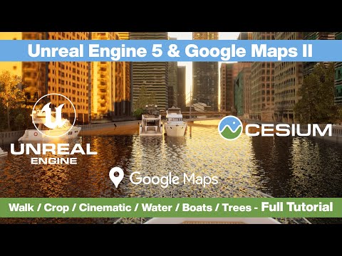 Unreal Engine 5 - Google Maps API & Cesium - Full tutorial PT 2 - Walk/Crop/Water/Cinematics/Trees