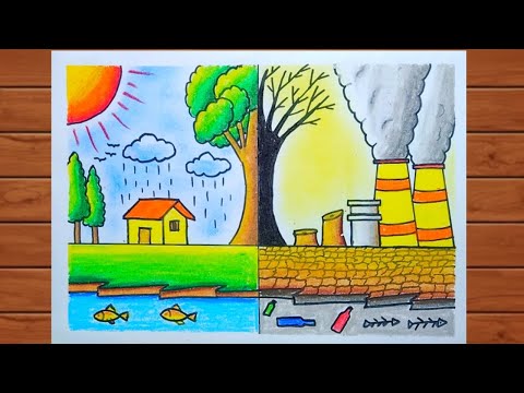 Save Environment Poster Drawing / How to Draw Climate Change