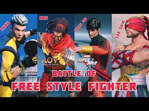 CHOU vs LEE SIN vs RAZ vs SHANG CHI - FREE STYLE FIGHTER HERO COMPARISON LOL WR - MSW VS MLBB VS AOV