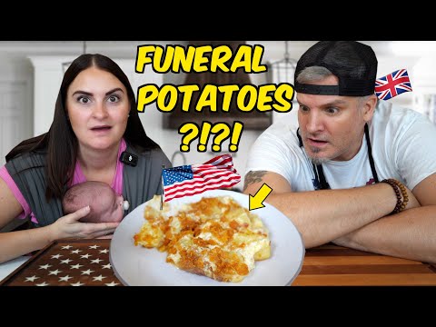 Brits Try Funeral Potatoes for the first time! (You Have Funeral Food) ?