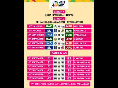 Schedule for Asia Cup 2023