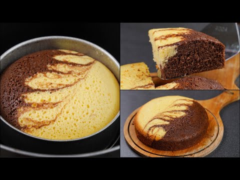 TRY THIS ONE BATTER TWO FLAVOUR CAKE RECIPE | CHOCOLATE VANILLA CAKE RECIPE | WITHOUT OVEN