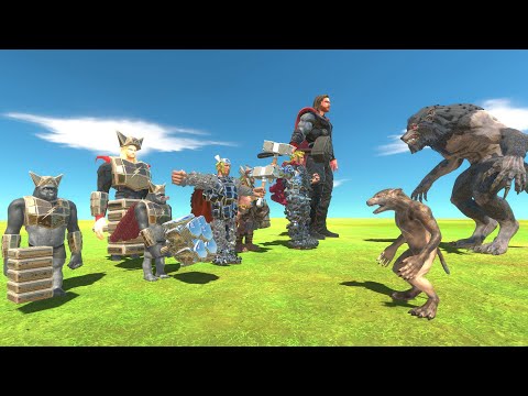Thor Of Evolution VS Werewolf Team - Animal Revolt Battle Simulator