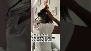 I cannot go anywhere with this style but i can def wear a wig on. #relaxedhair #protectivehairstyle
