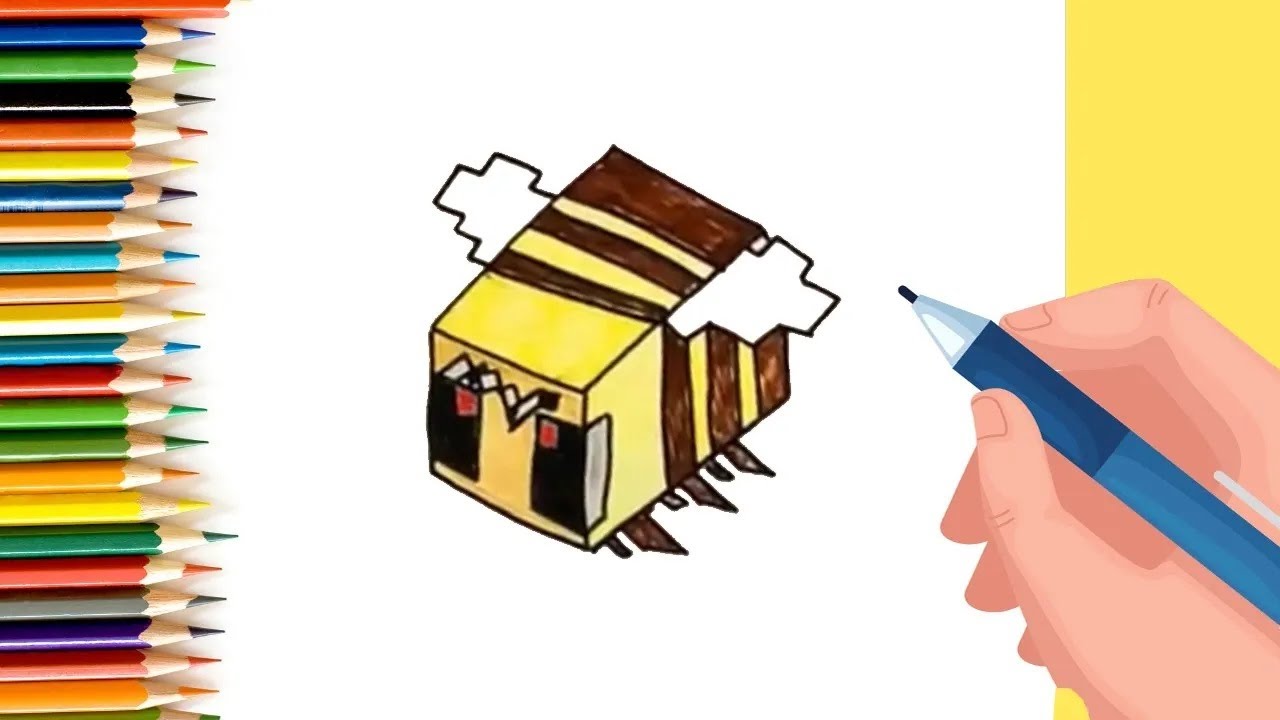 How to Draw easy Minecraft Bee step by step for Kids