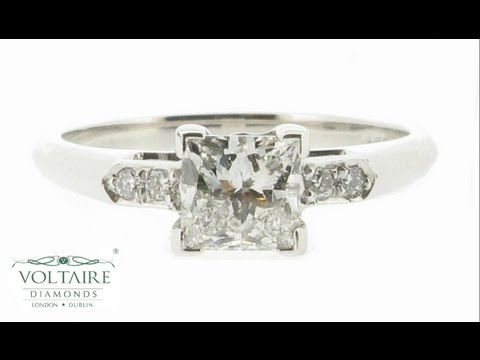 Princess Cut Engagement Ring with Pave Set Shoulders - ER 1061