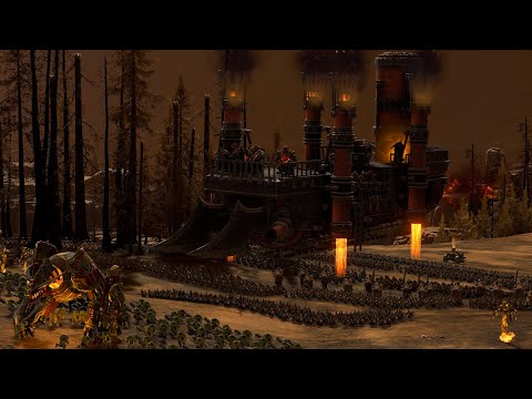 War in The Darklands!-Chaos Dwarfs vs Warriors of Chaos warhammer 3 cinematic battle
