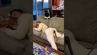 Microphone fart prank wakes him up #lol